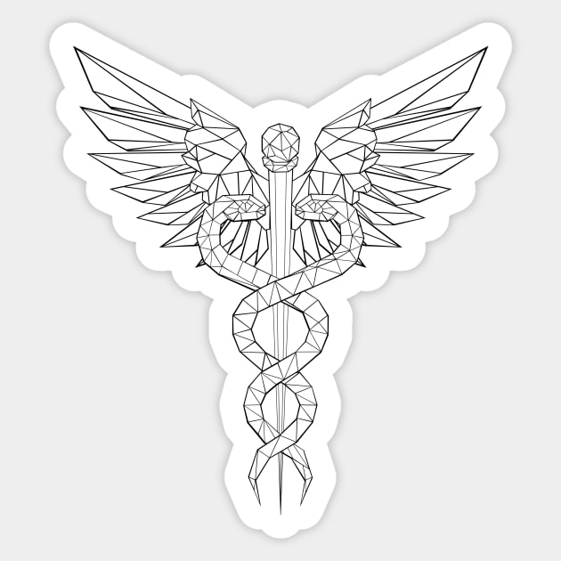 Polygonal Caduceus Symbols Sticker by Blackmoon9